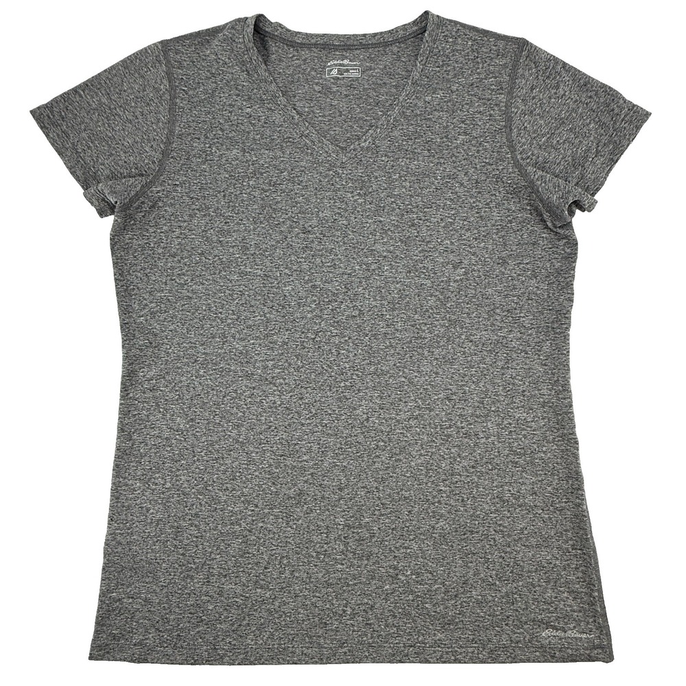 Eddie Bauer Womens Large‎ Gray Athletic V Neck Performance Shirt